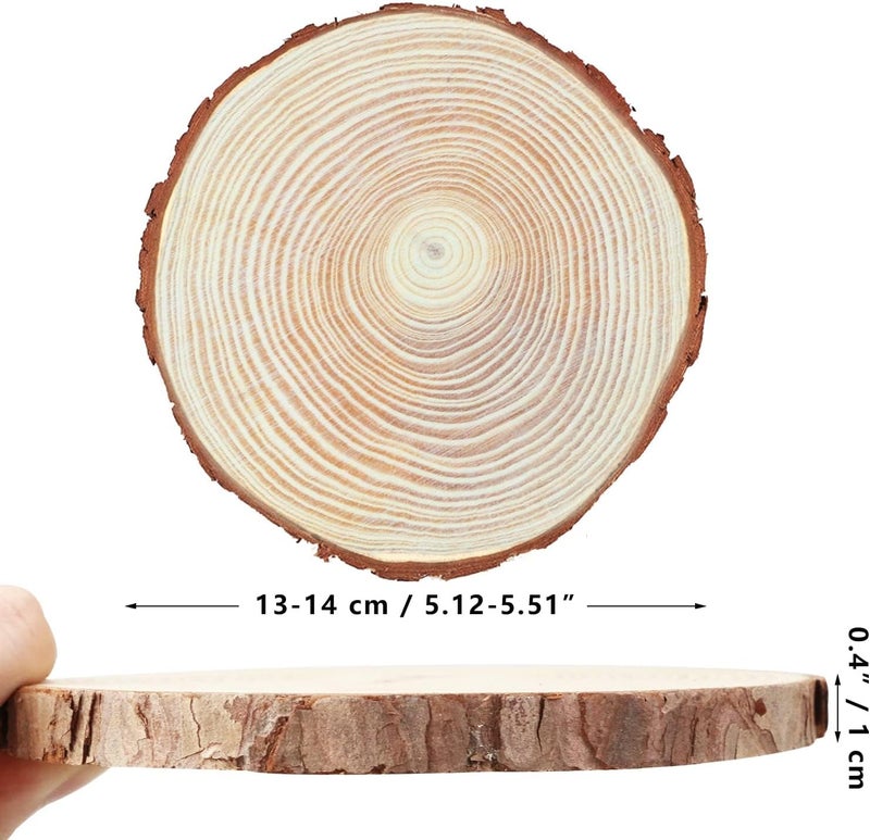 FSWCCK 17 PCS Unfinished Wood Slices for Centerpieces - 5.1-5.5 Inch,Round Natural Discs with Tree Bark, Wooden Cookies Circles for Crafts Christmas Ornaments, Rustic Wedding Decor,Table Decoration - Image 2